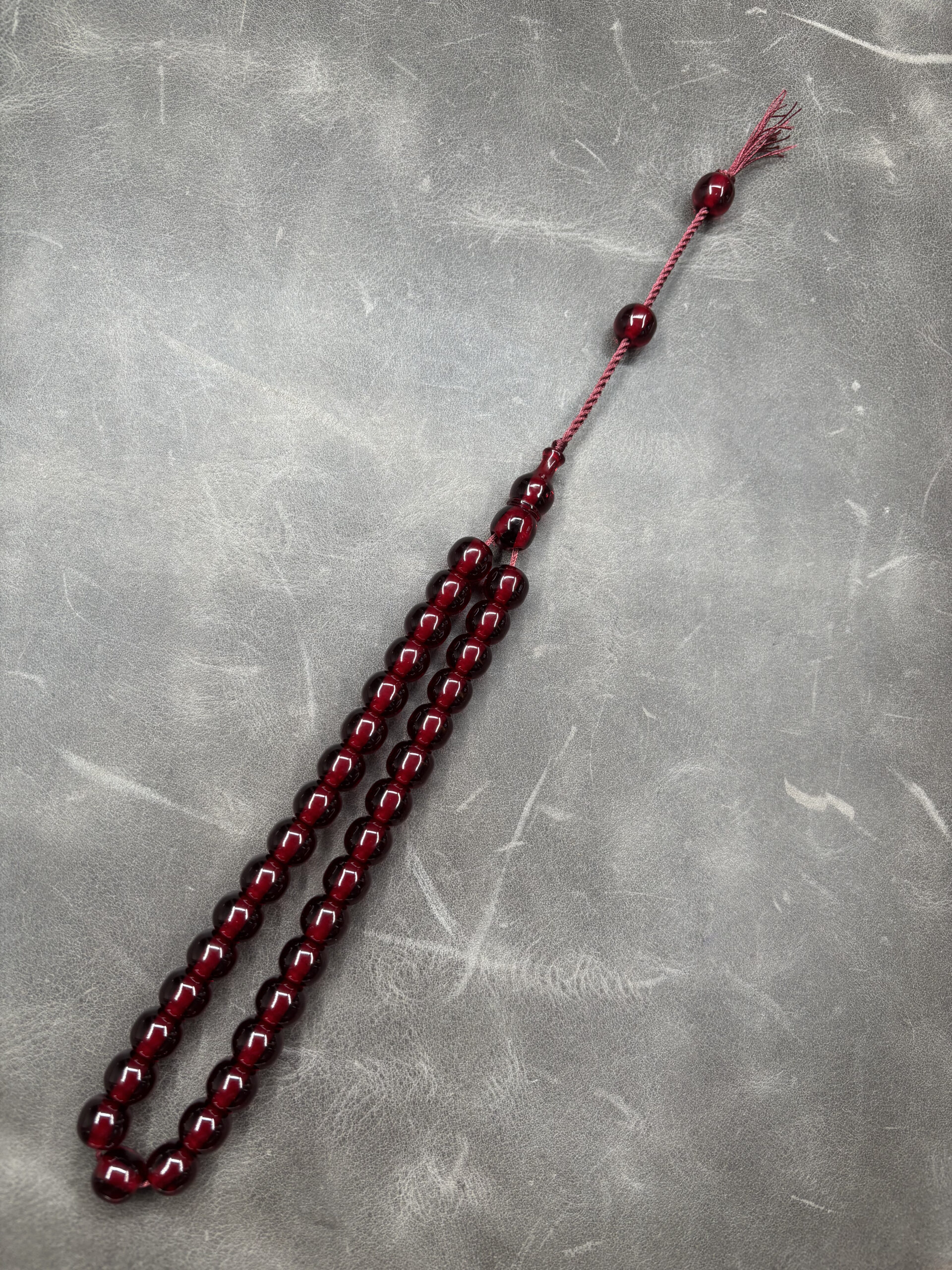 Ateş Kehribarı - Yakut Kızılı - Fıçı Kesim Tesbih 10x11 mm - Görsel 3