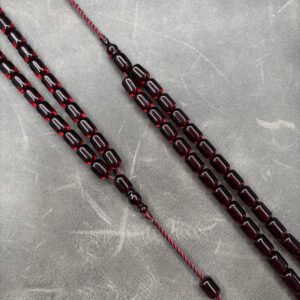 Ateş Kehribarı - 7X10 mm - Kırmızı Eskitme Ateş - Uçlu Kapsül Kesim