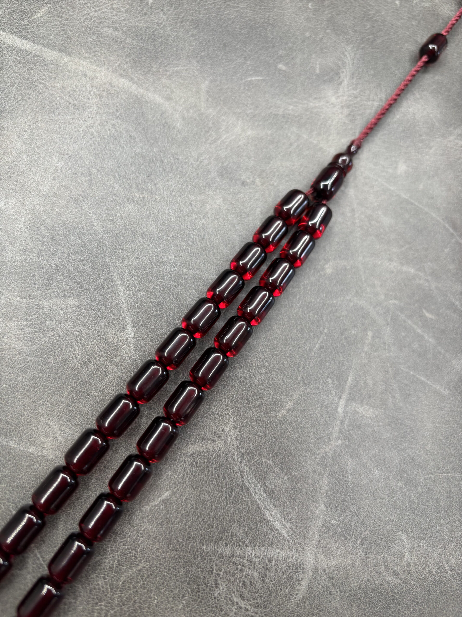 Ateş Kehribarı - 7X10 mm - Kırmızı Eskitme Ateş - Uçlu Kapsül Kesim - Görsel 3