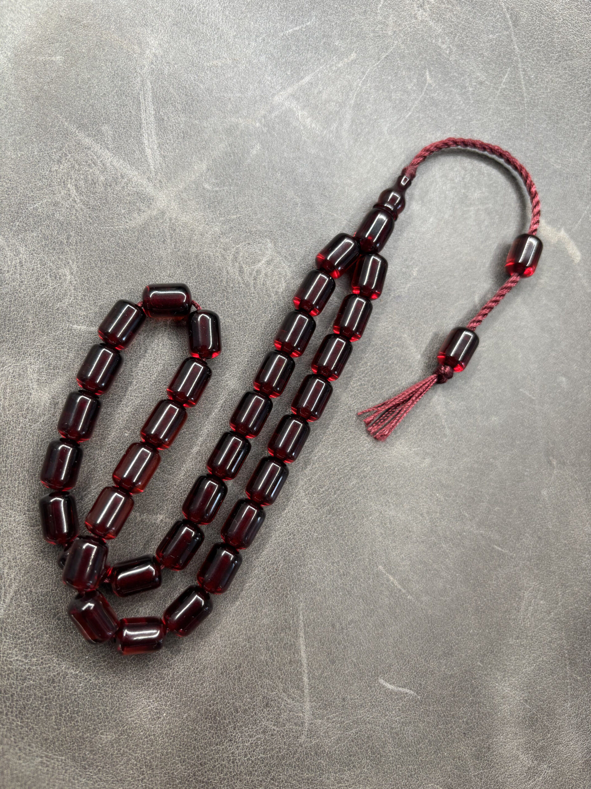 Ateş Kehribarı - 7X10 mm - Kırmızı Eskitme Ateş - Uçlu Kapsül Kesim - Görsel 2