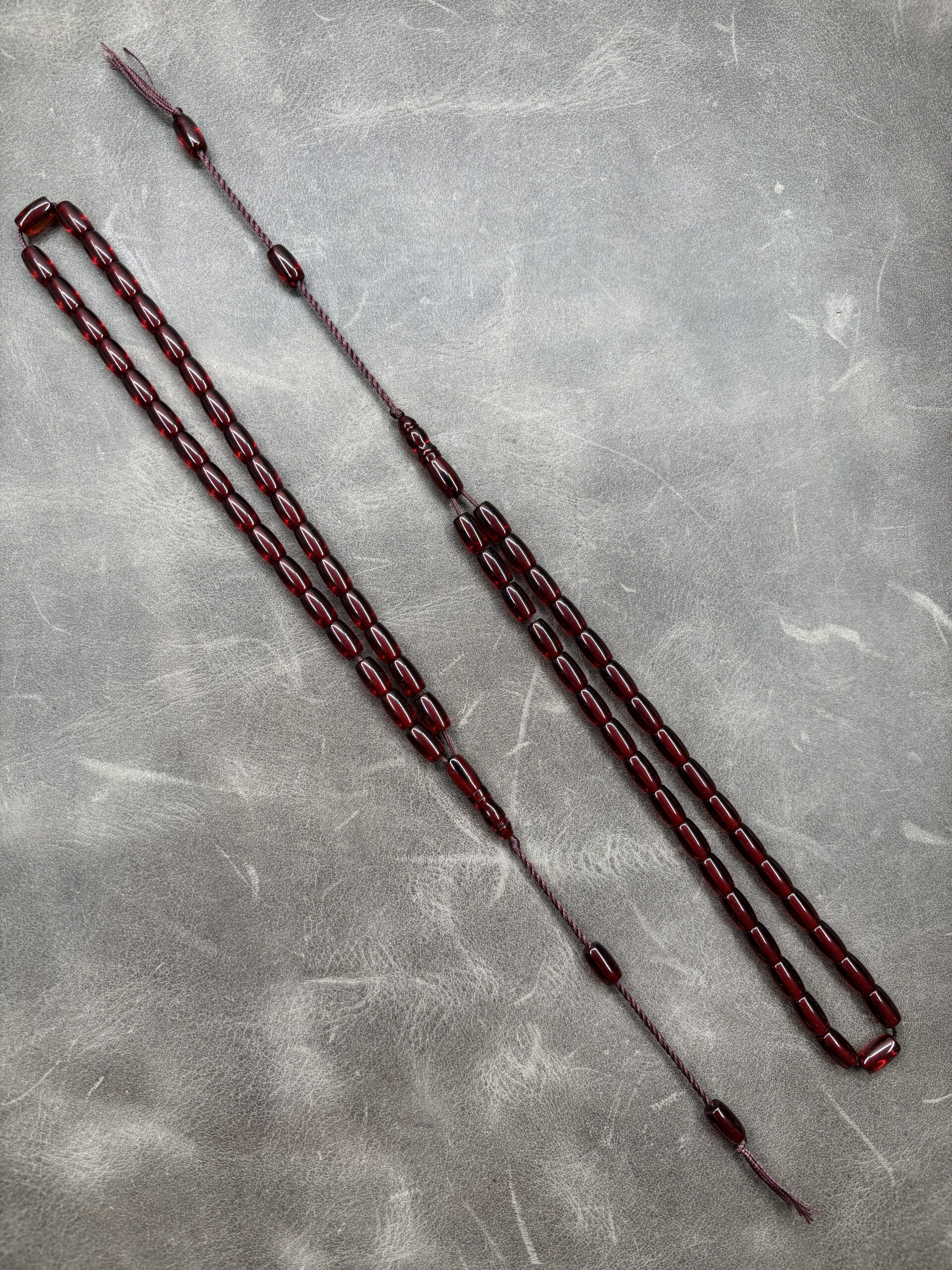 Alman Faturan Ateş Kehribarı | Bordo Renklerinde | 6X10mm Fıçı Kesim - Görsel 2