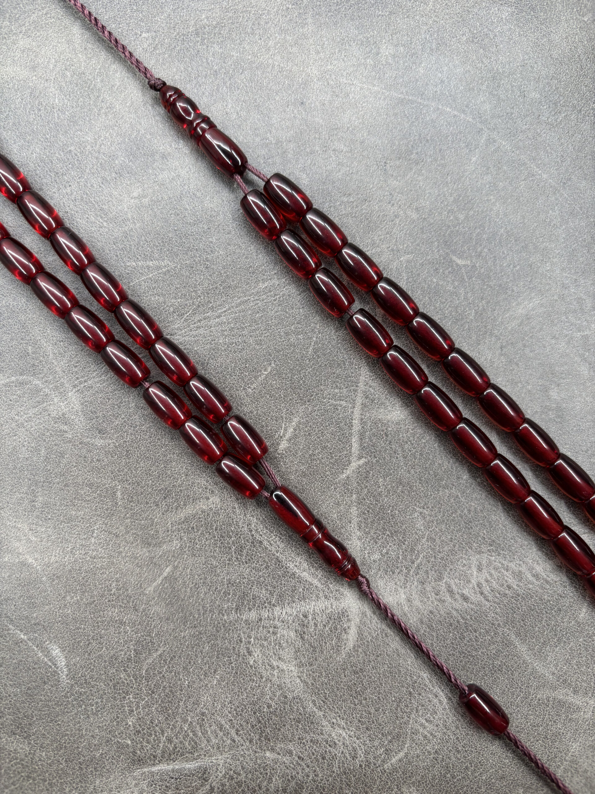 Alman Faturan Ateş Kehribarı | Bordo Renklerinde | 6X10mm Fıçı Kesim - Görsel 3