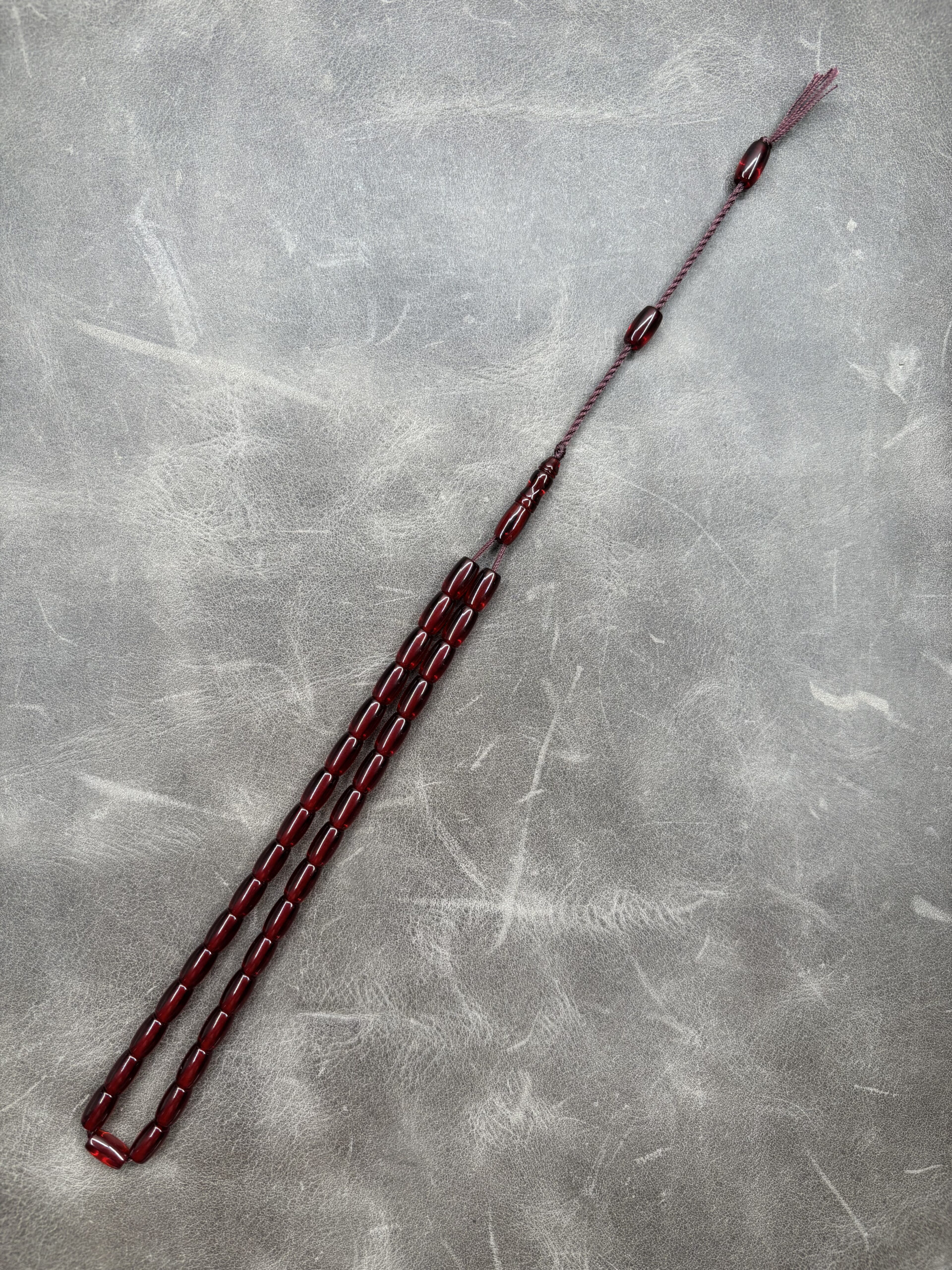 Alman Faturan Ateş Kehribarı | Bordo Renklerinde | 6X10mm Fıçı Kesim - Görsel 5