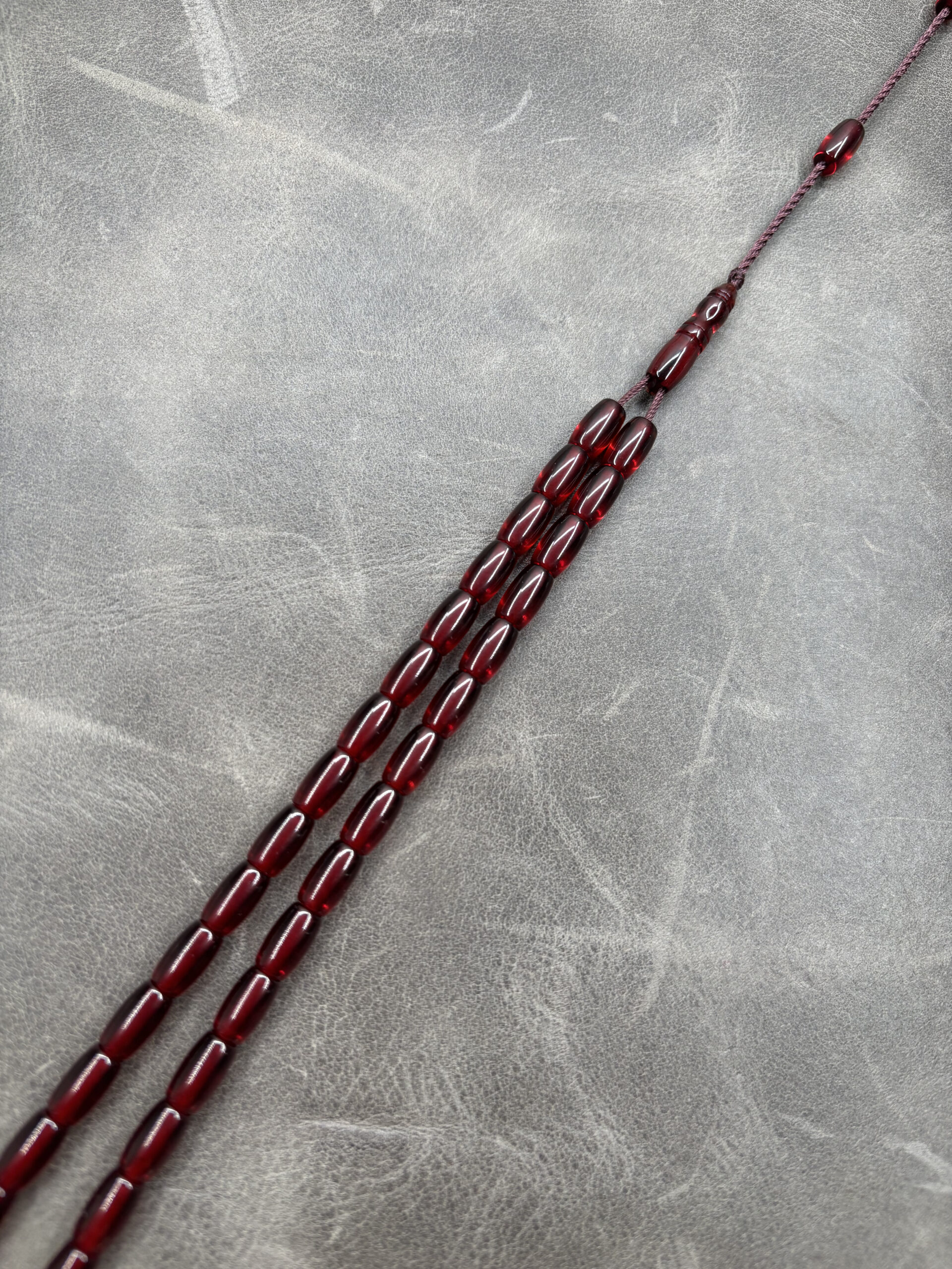 Alman Faturan Ateş Kehribarı | Bordo Renklerinde | 6X10mm Fıçı Kesim - Görsel 6